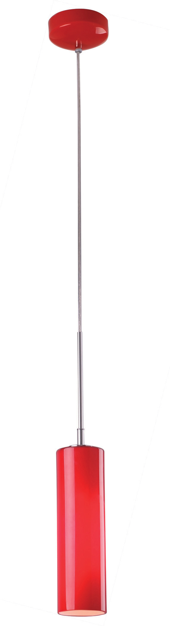 The Rondelle mini pendant offers a simple cylindrical glass form inspired by stained glass ornaments. Features polished chrome hardware, matching glass canopy, and adjustable height for versatile installation.