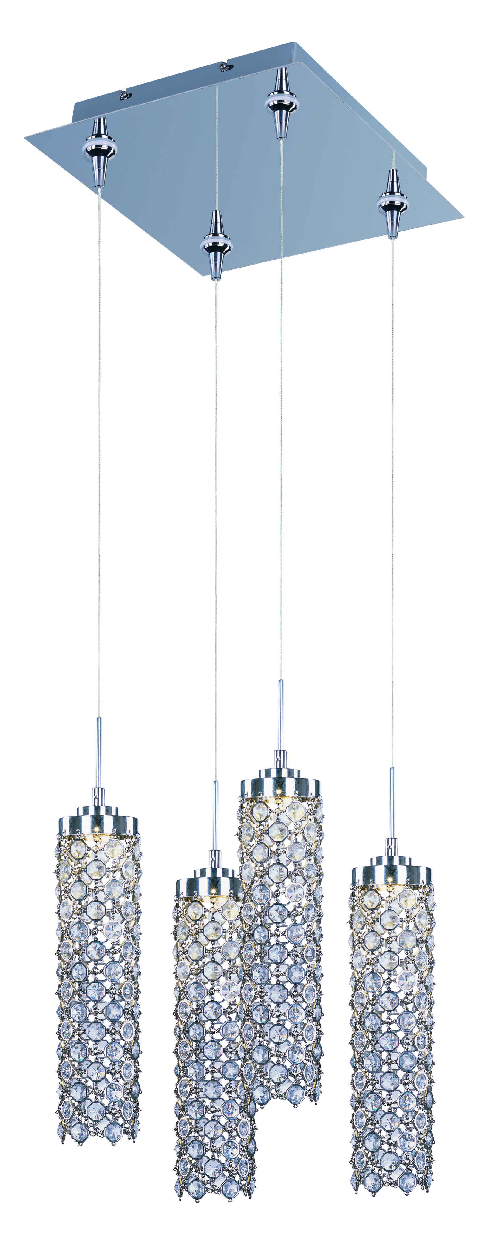 chrome light bezels on Shanell 4 Light Led Rapidjack Pendant And Canopy Multi Light Pendant Maxim Lighting