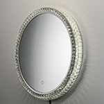 24" Round Crystal LED Mirror