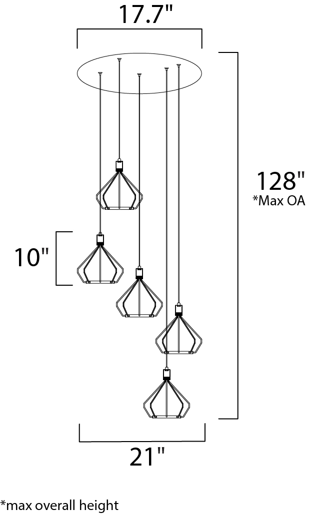 Tilt LED 5-Light Pendant - Multi-Light Pendant - Maxim Lighting